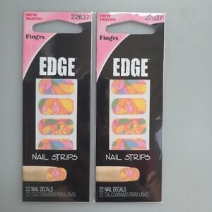 Fing'rs Nail Strips / 22 Nail Decals‎ Per Pack /22637 Lot Of 2